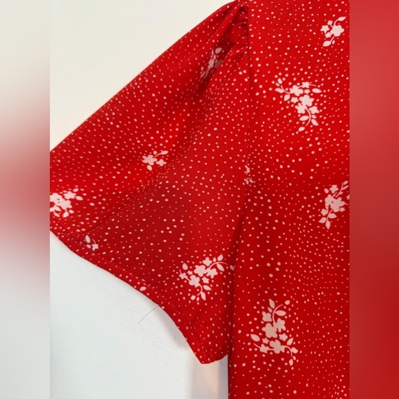 Tamara H. Red Floral Wrap Blouse - Size M - Picture 5 of 8